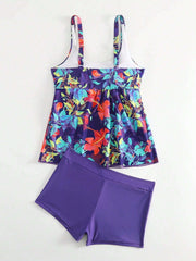 Purple Printed 2-piece Swimwear Set