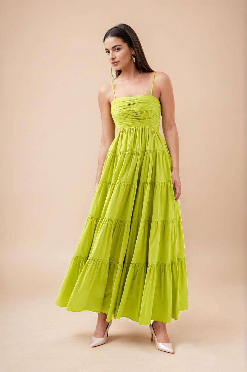 Lime Tiered Maxi Dress