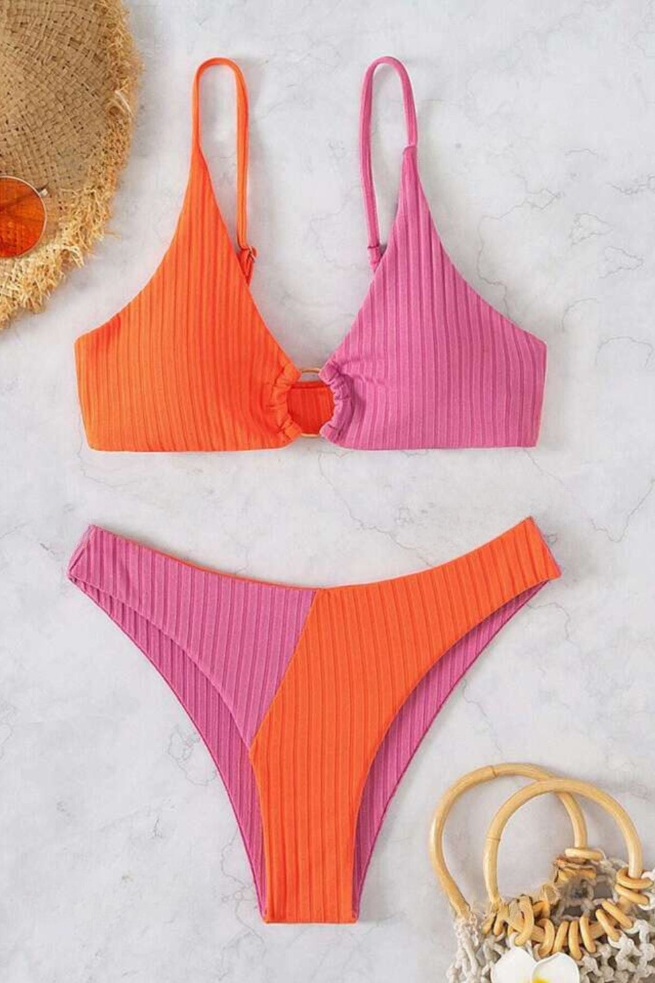 Pink & Orange Bikini Set