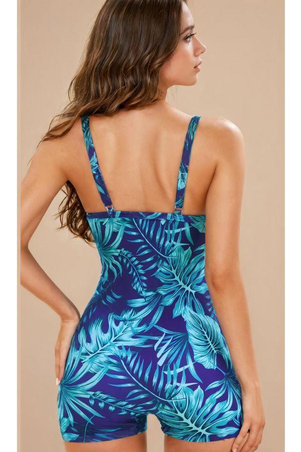 Blue Padded Tropical  monokini