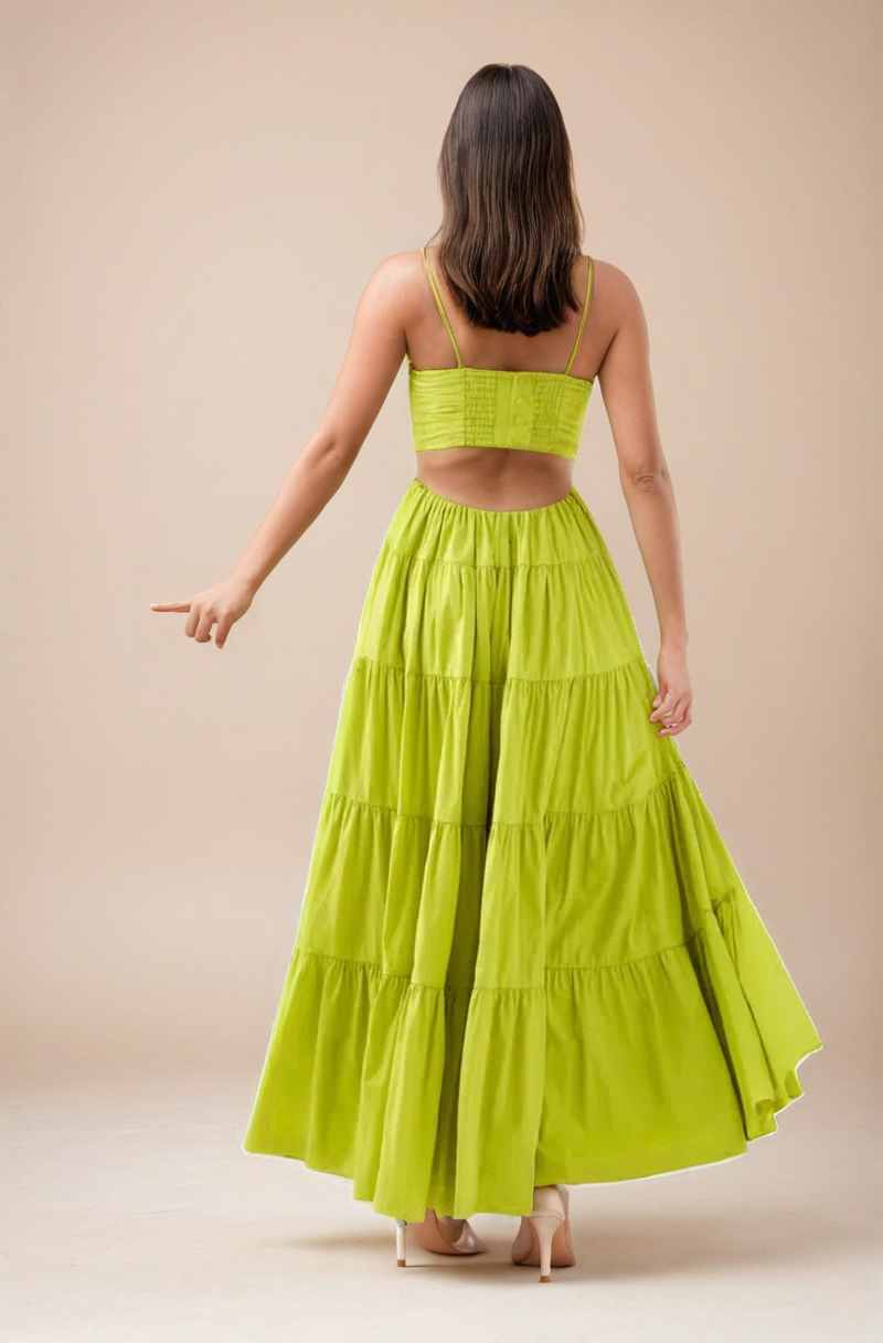 Lime Tiered Maxi Dress