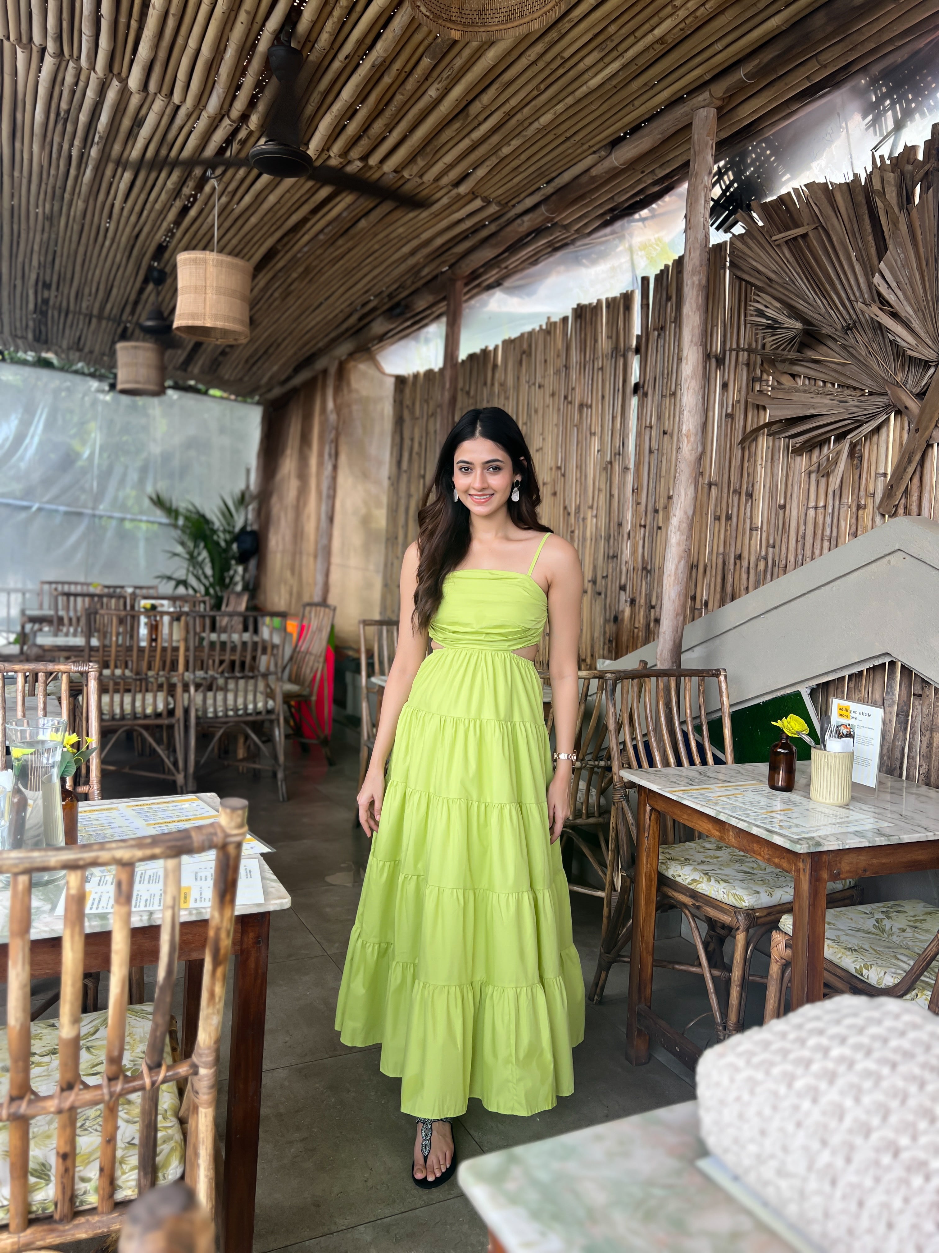 Lime Tiered Maxi Dress