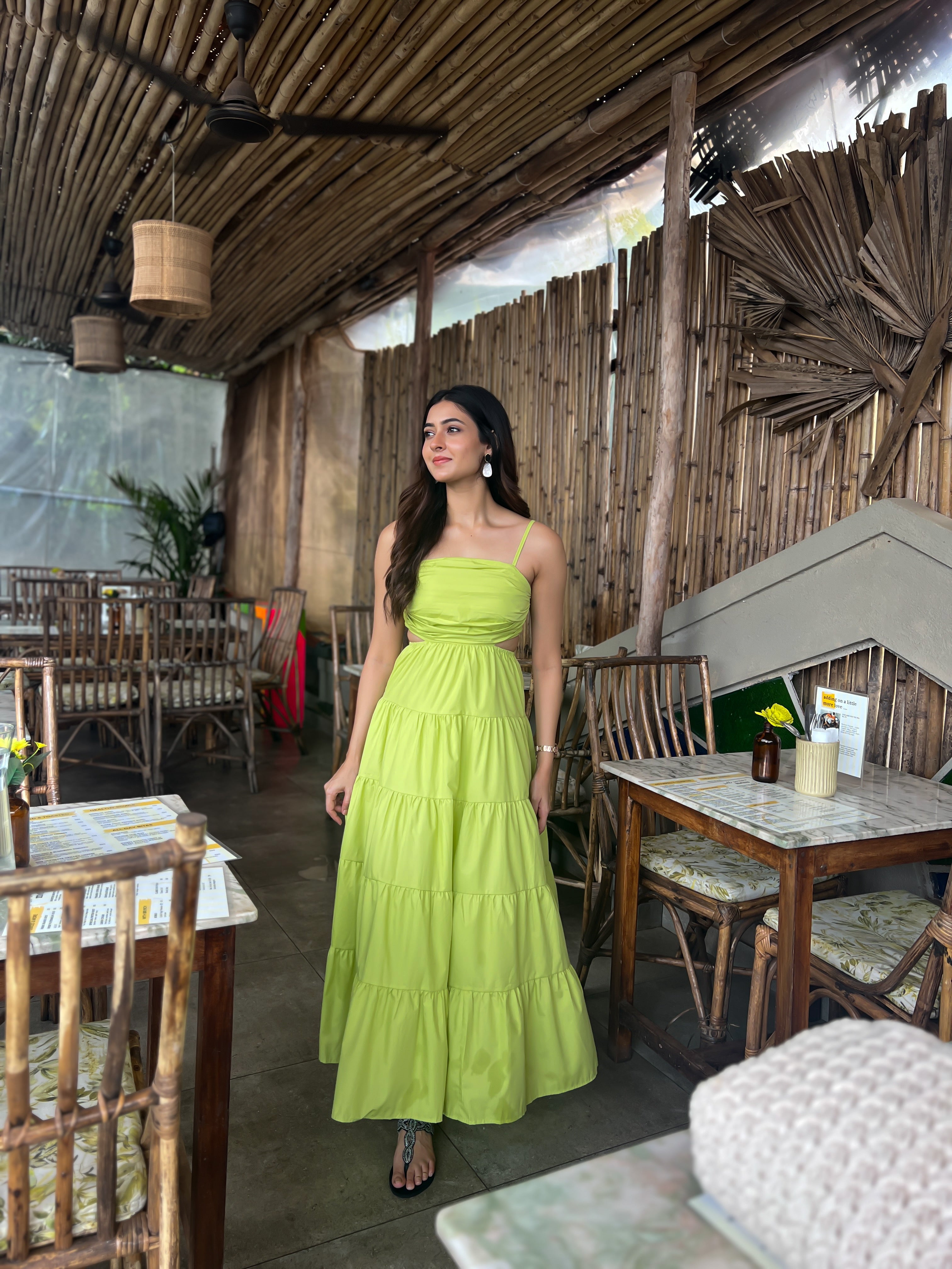 Lime Tiered Maxi Dress