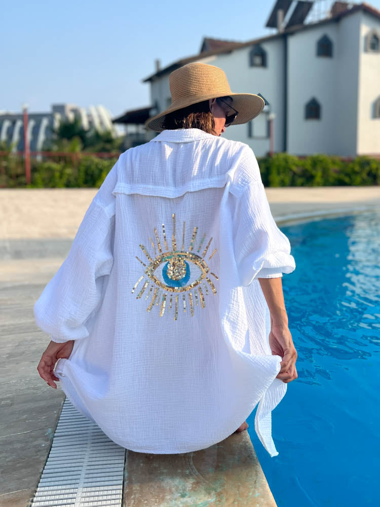 White Mystic Eye Oversize Shirt