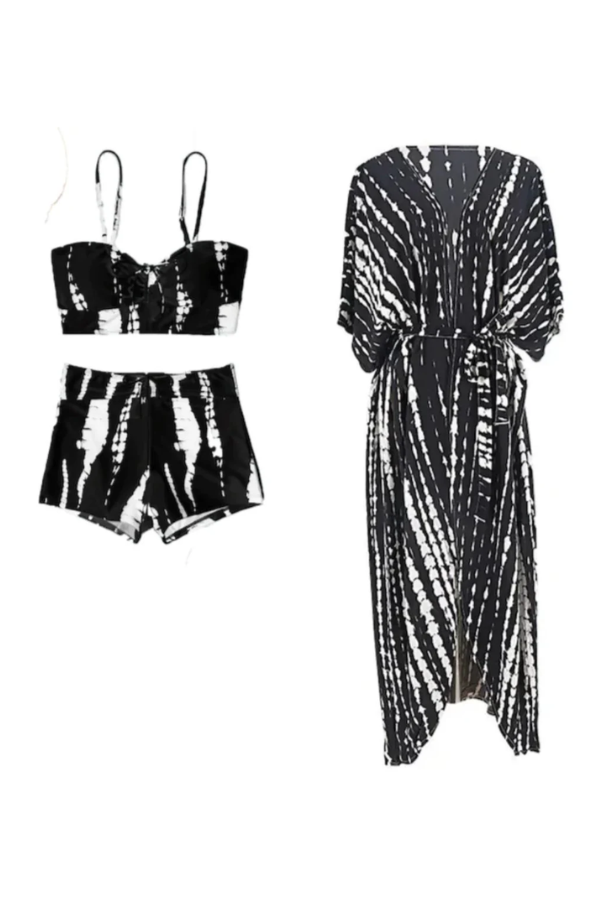 Black swimwear set with coverup