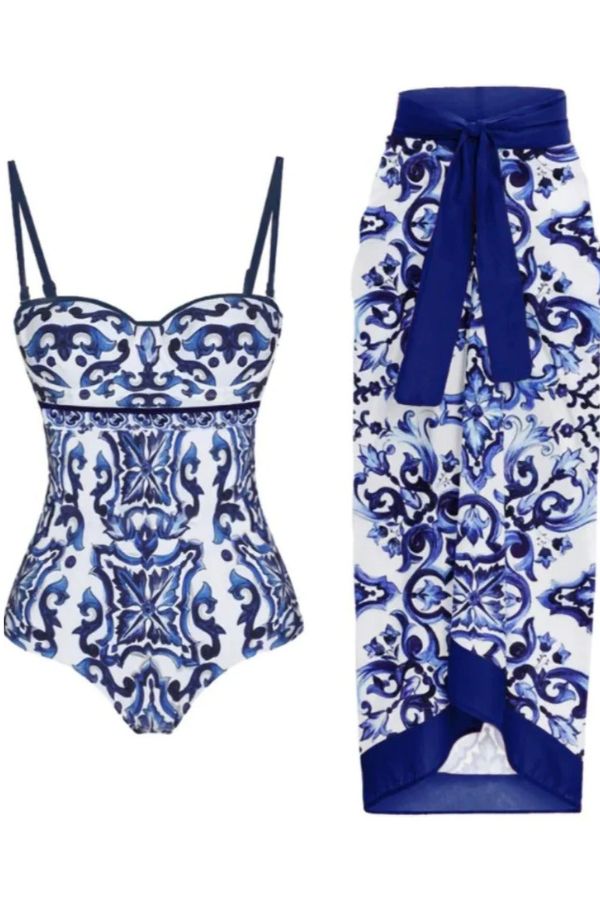 Blue Monokini with Sarong