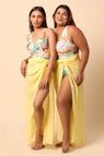 Monokini with yellow sarong