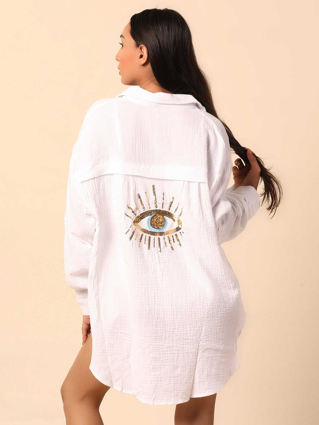 White Mystic Eye Oversize Shirt