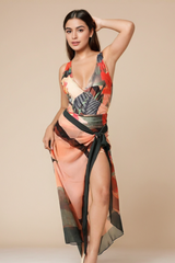 Printed Padded Monokini with a Sarong