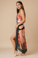 Printed Padded Monokini with a Sarong