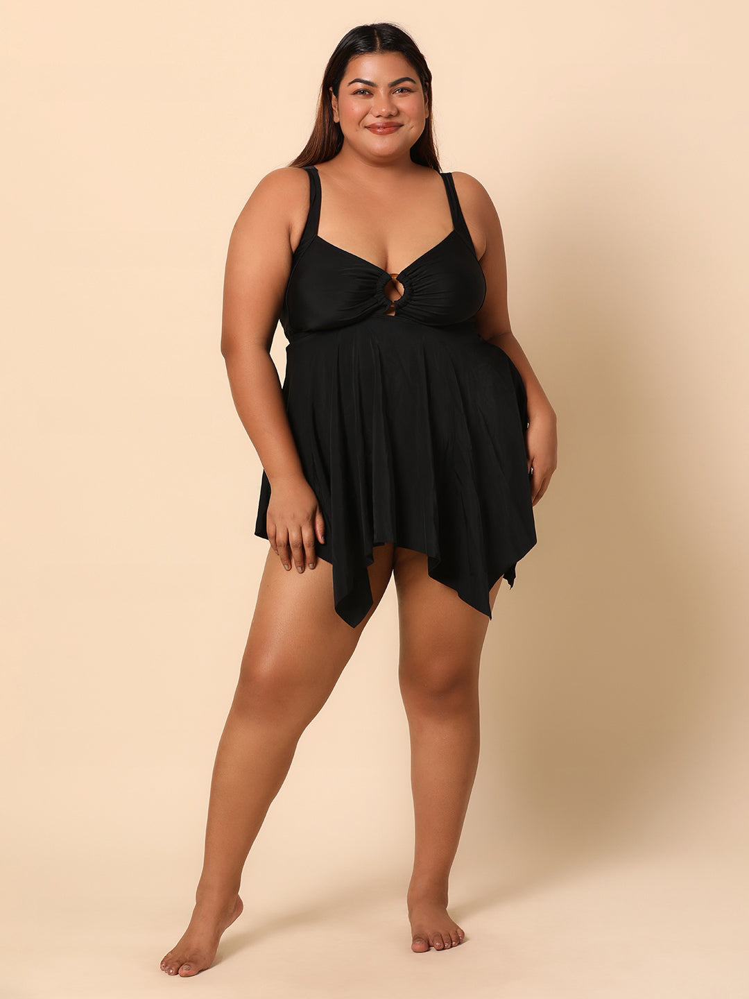 Black Plus size Tankini with Shorts