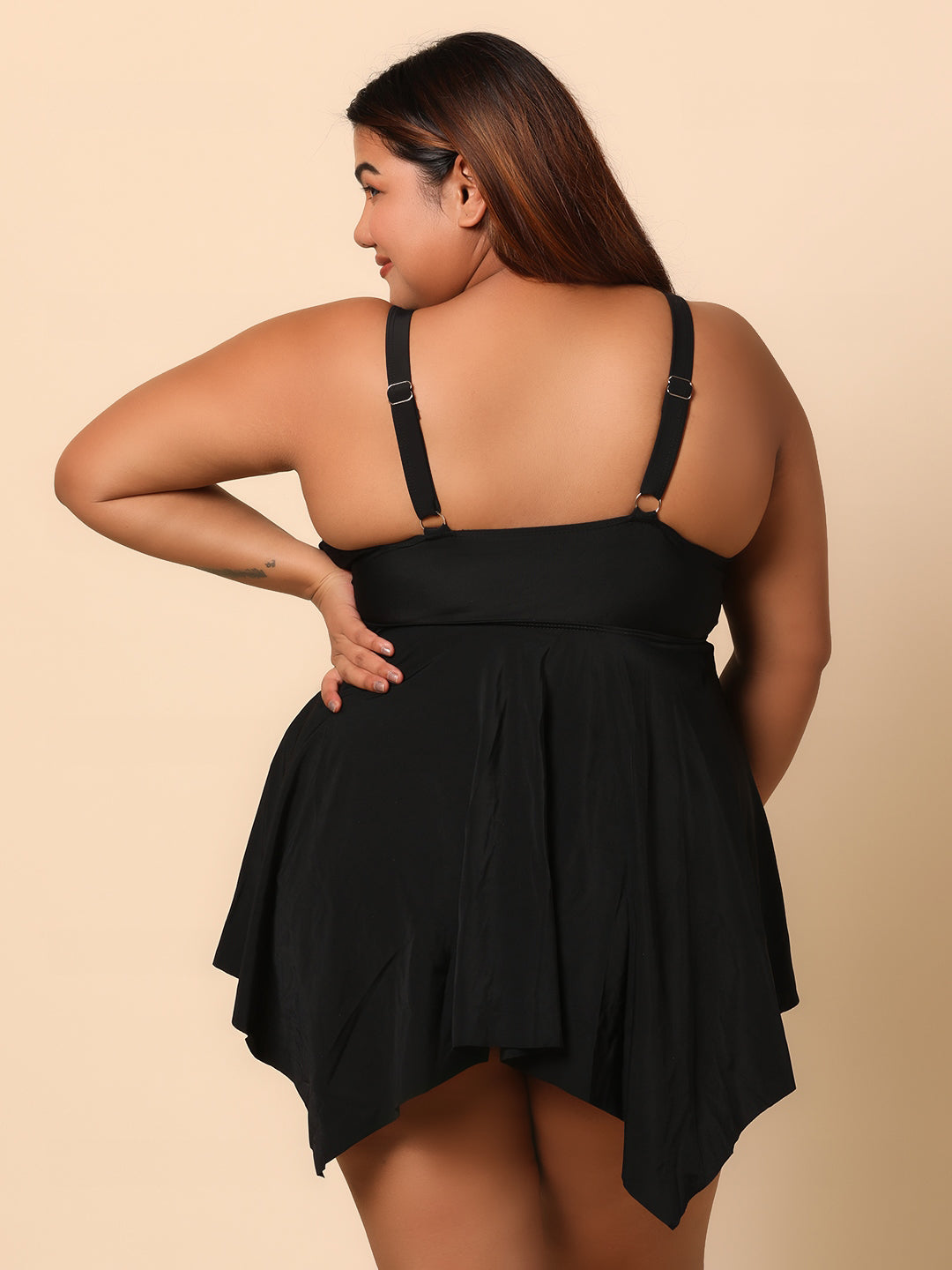 Black Plus size Tankini with Shorts