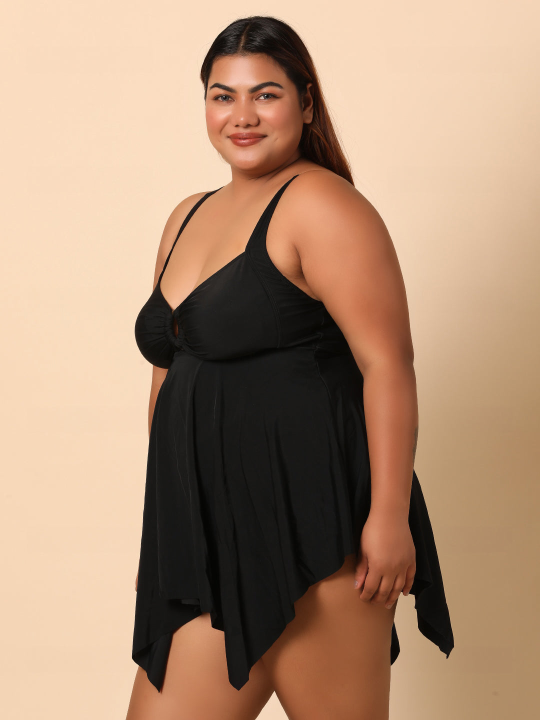 Black Plus size Tankini with Shorts