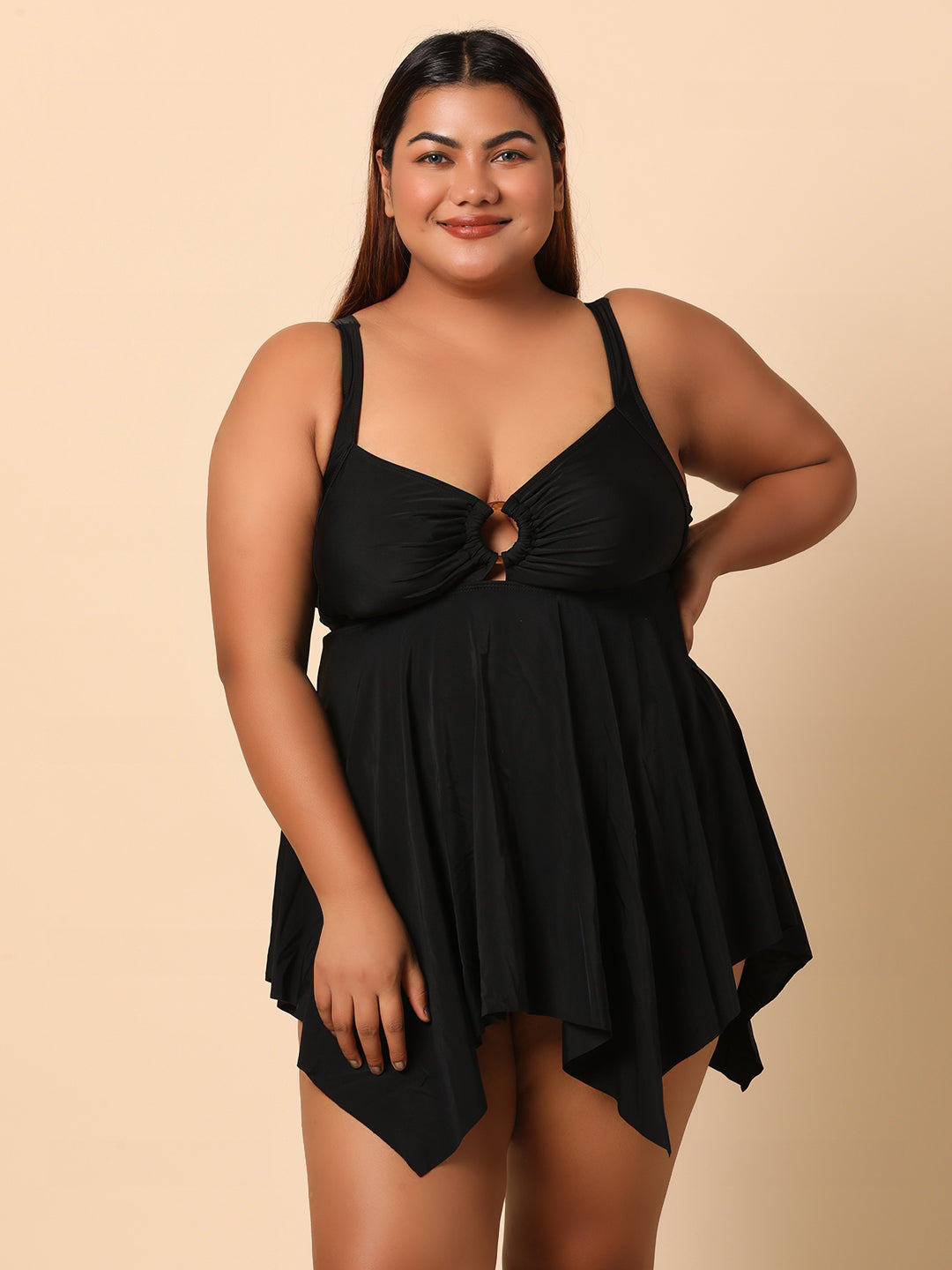 Black Plus size Tankini with Shorts