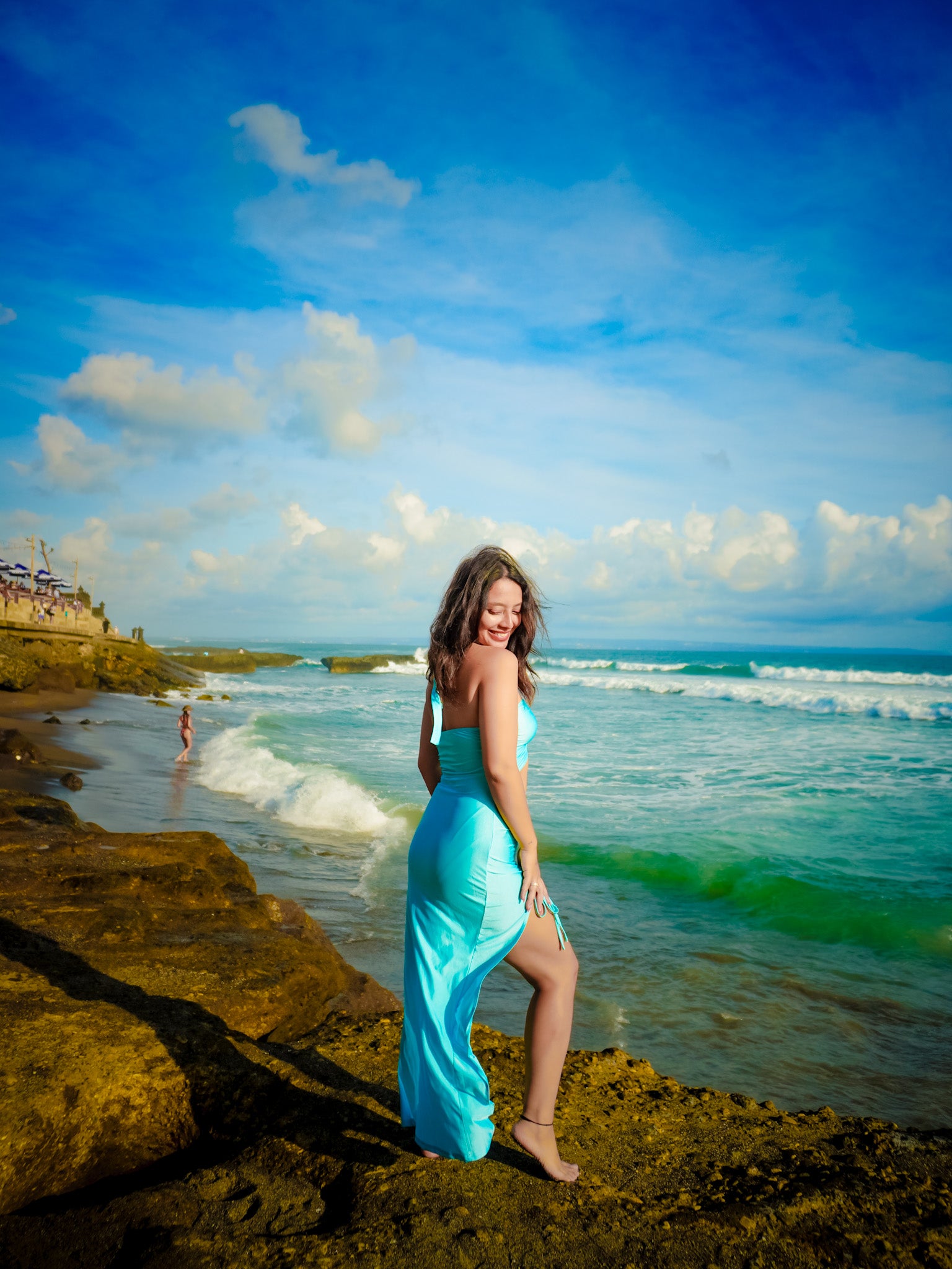 Blue High-slit Dress