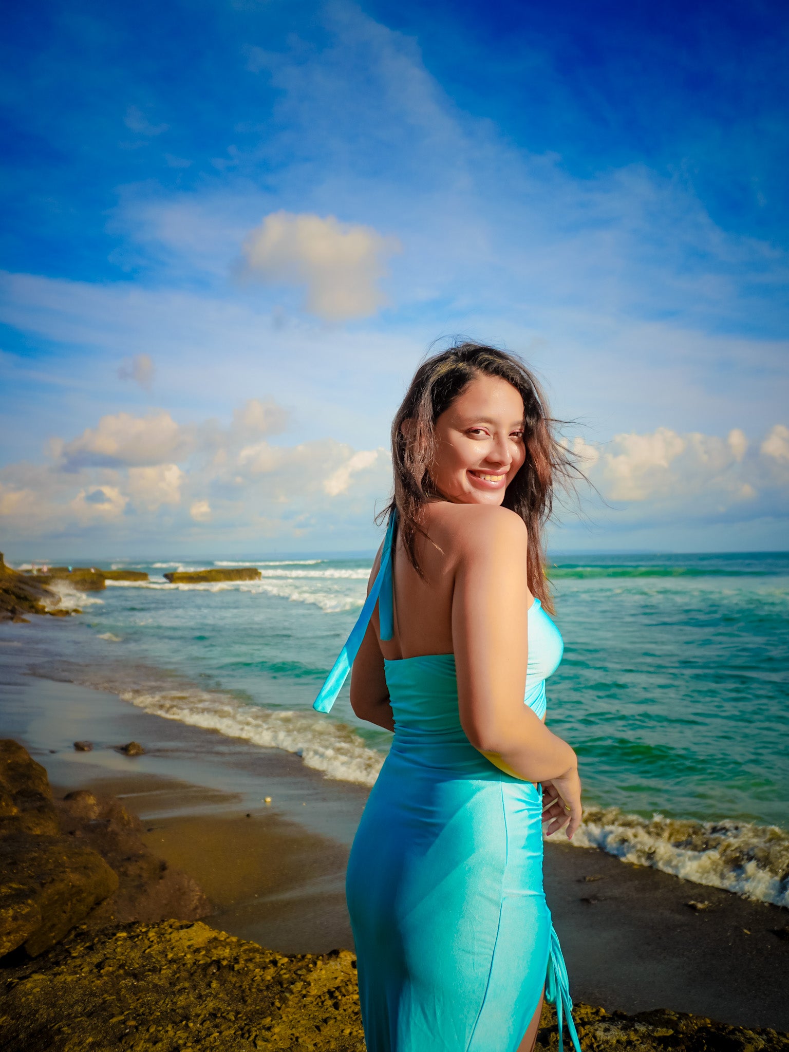 Blue High-slit Dress