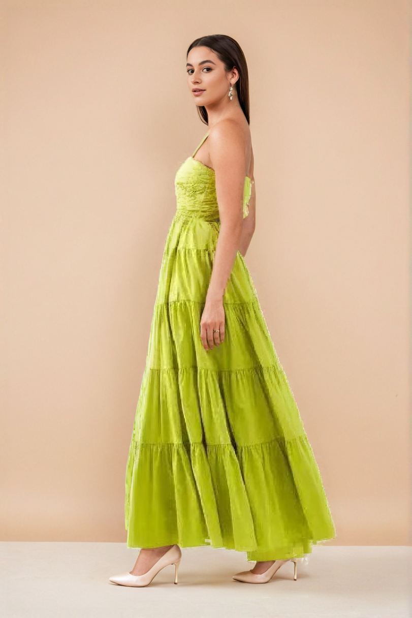 Lime Tiered Maxi Dress