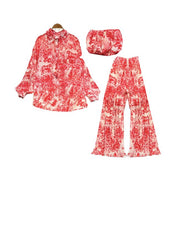 Red printed 3-piece Co-ord set - WomanLikeU